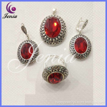 hottest ! big fashion AAA red zircon jewelry thai silver jewellery in china cheap ( 6335T7)